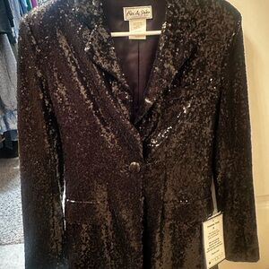 Alex & Sophia Black Sequined Blazer Jacket size 1/2  from Macy’s